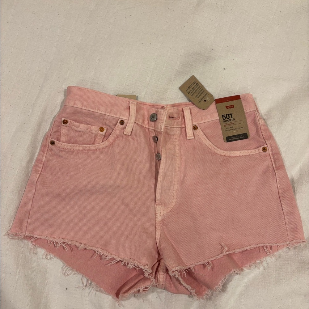 Levi's Pink Jean Shorts Distressed Denim Style